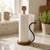 Free Standing Wooden Roll Paper Towel Holder Stable One-handed Tear Disposable Paper Holder Decorative Cartoon Bear