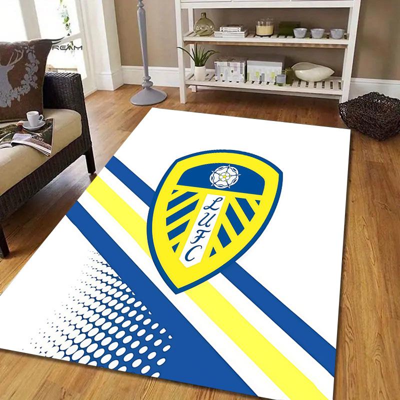 Leeds United Flannel Pattern Square Carpet,Area Rug,Carpet Rug for Living Room Bedroom Sofa Playroom Decor,Non-slip Floor Mat