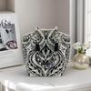 Knitted Tote with Woven Ring Buckle, 3D Magnetic Snap Handbag & Clutch