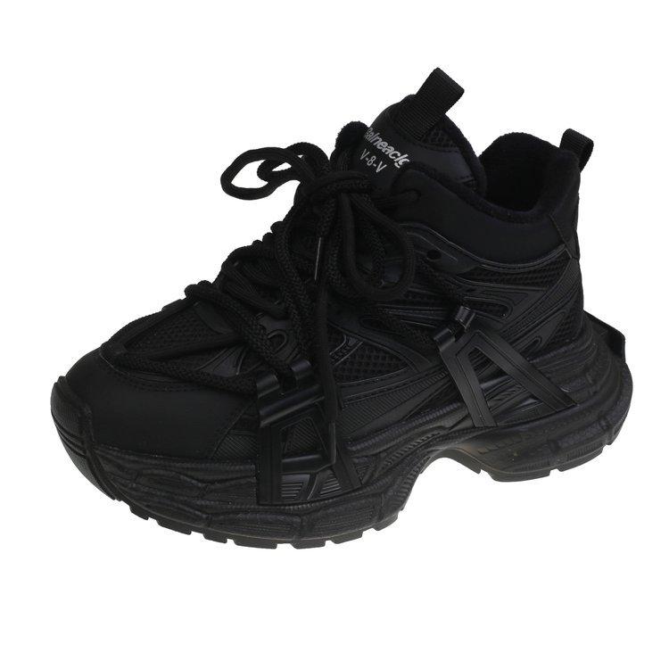 Angola red thick-soled velvet thickened high-top dad shoes for women's 2025 winter new heightening leather sneakers