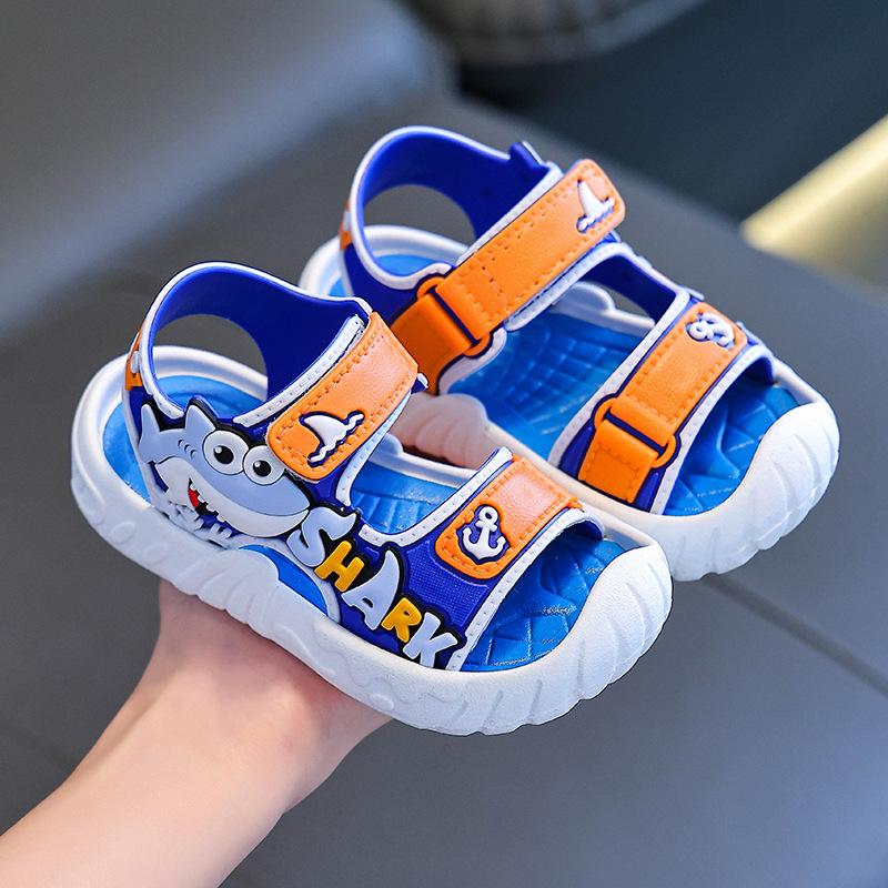 

New trendy summer sandals for boys, stylish soft-soled shoes for older children, stylish children s and toddler boys beach shoes 21Inner Length14cm синий