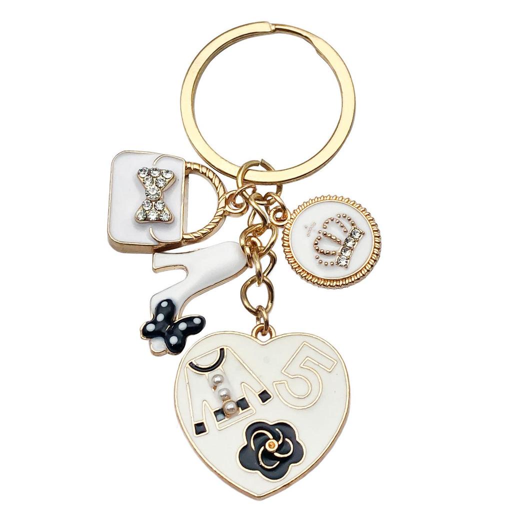 Lipstick & High Heels Keychain with Red Wine Glass Pendant