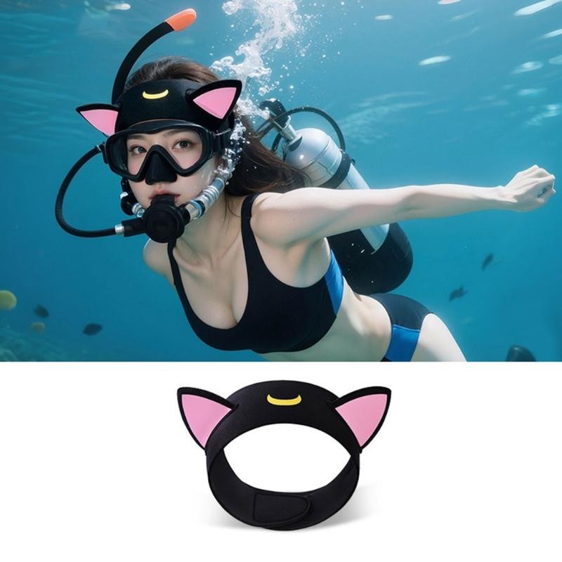 Adjustable Hair Protections Band Lovely Cats Ear 3mm Neoprene Diving Headband Cartoon Diving Wetsuit Hood Enduring