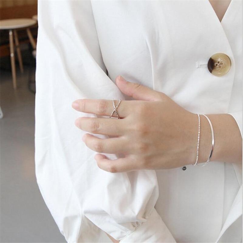 Neue Einfache Kreuz Persönlichkeit 925 Sterling Silber Schmuck Mode Drehen Unregelmäßige Geometrische Frauen Geschenk Öffnung Ringe SR419