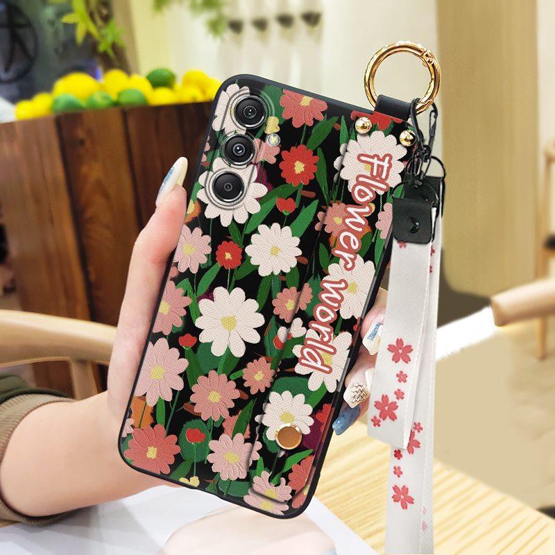 Protective Ring Phone Case For Samsung Galaxy M34 5G/SM-M346B Fashion Design Dirt-resistant Waterproof Silicone Lanyard
