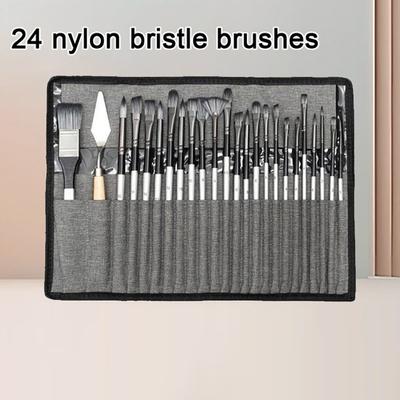 Yousheng Pinselset Aquarell Acryl Kunst Nylonpinsel mit Aufbewahrungstasche Reisepinselset mit Flachfächer Rundborsten für Ölmalerei