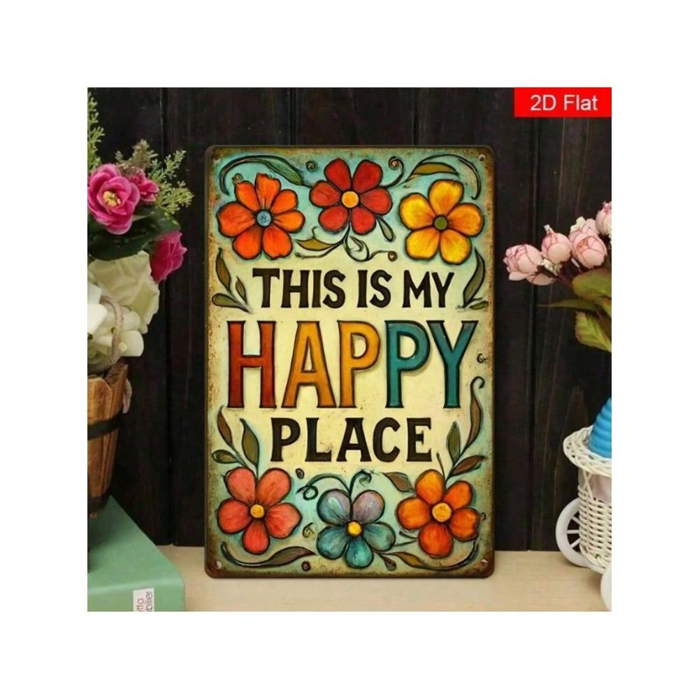 Vintage Metal Flower Wall Art Decor, Rustic Tin Sign for Garden Home