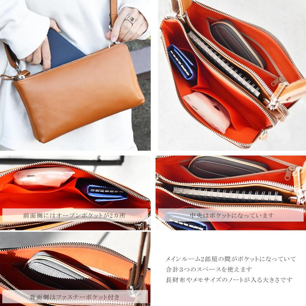 7645-OK Hergestellt in Japan Echte Leder Umhängetasche für Damen, Geldbörse aus Rindsleder mit Doppelreißverschluss, Praktische Aufbewahrung, Beliebt, Einfach zu bedienen,