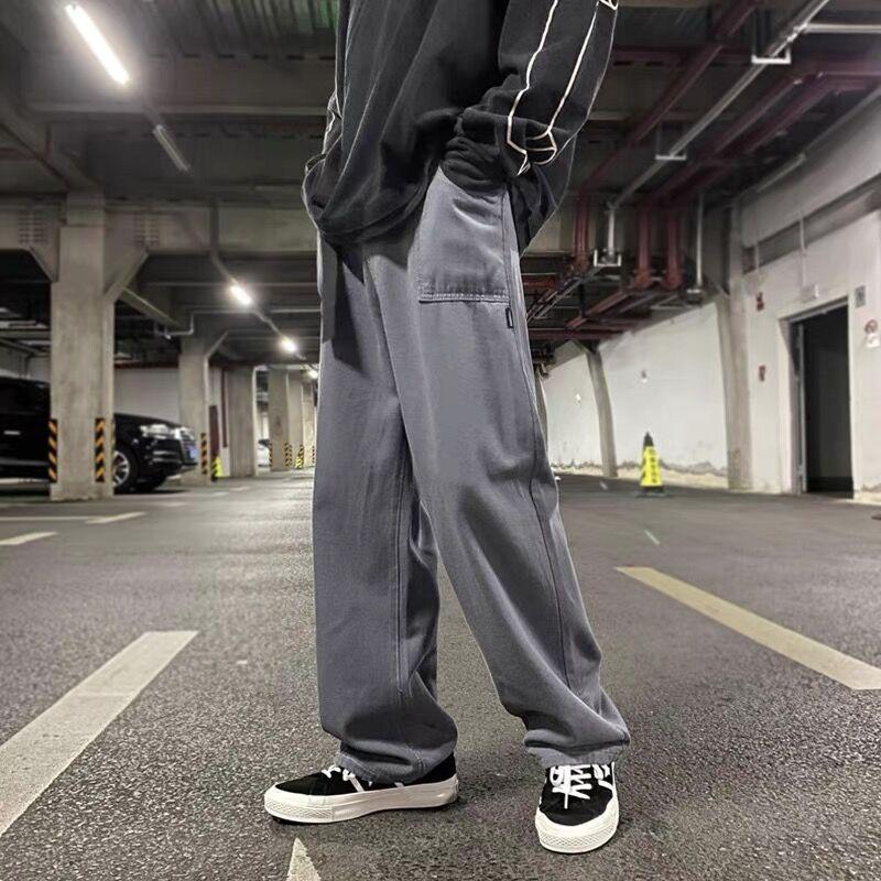 Men's Casual Pants Fashion Jogger pants Loose Straight Wide Leg Pants Vintage Cargo Pants Solid color Men's pants
