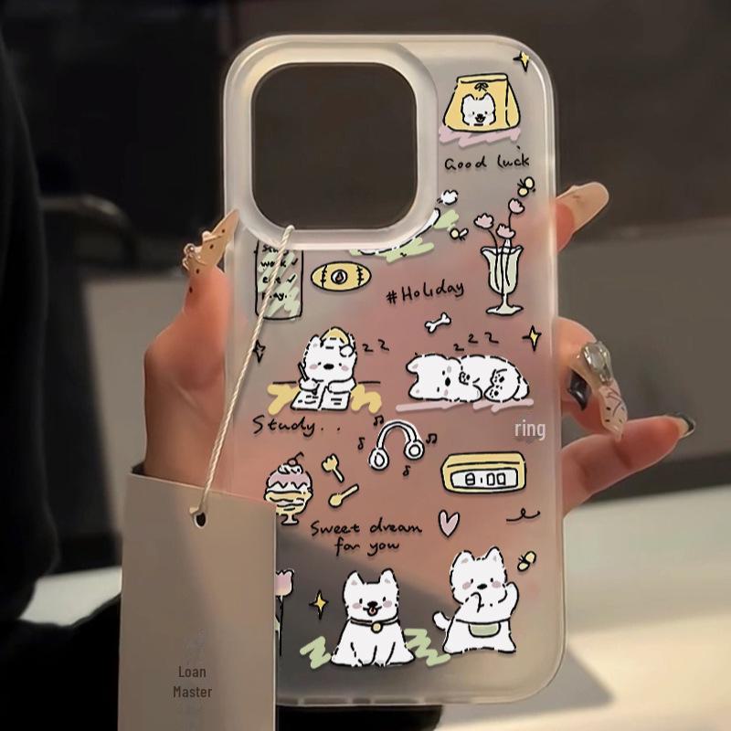 

Чехол с изображением щенка в японском и корейском стиле для iPhone 15 Pro Max, 14, 13, 12, 11 - Мягкий матовый чехол iPhone 14 Pro Max