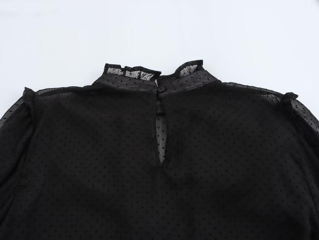 2024 Winter Women's European & American Style Romantic Tulle Fashion Shirt