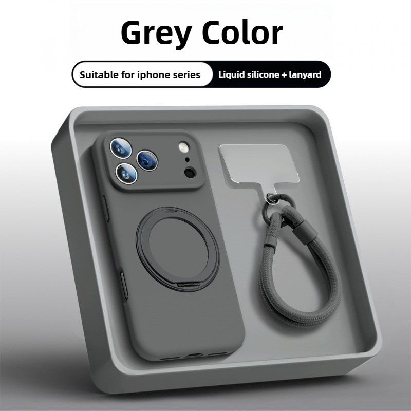 

Liquid Silicone Folding Stand Case For iPhone 17 Air 16 15 14 13 12 Pro Max 16 Plus 17Pro For Magsafe Magnetic Strap Soft Cover iPhone 15 Pro Max