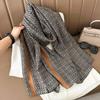 New cotton and linen feel simple color matching letter O scarf fashion travel sunscreen yarn