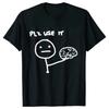 Please Use It Brain Stick Figure Graphic Short Sleeve Cotton T-Shirt Men Casual Tee