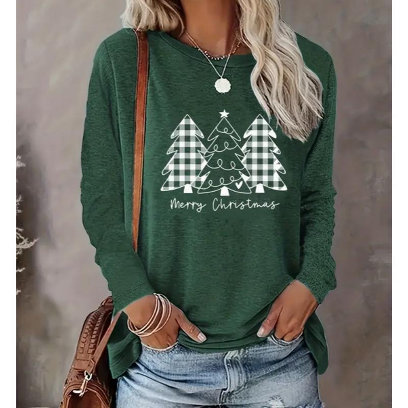 2025 Autumn & Winter Women's New Casual Crew Neck Long Sleeve Top 3D Christmas Pattern