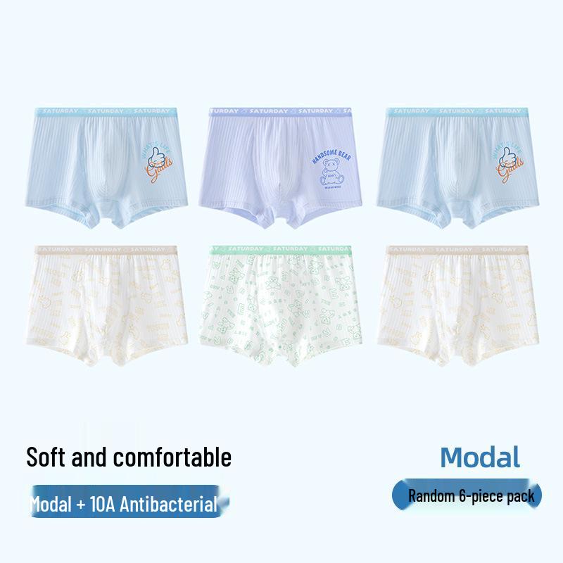 Cartoon Modal Breathable Boxer Briefs for Boys - Big Kids & Junior Students