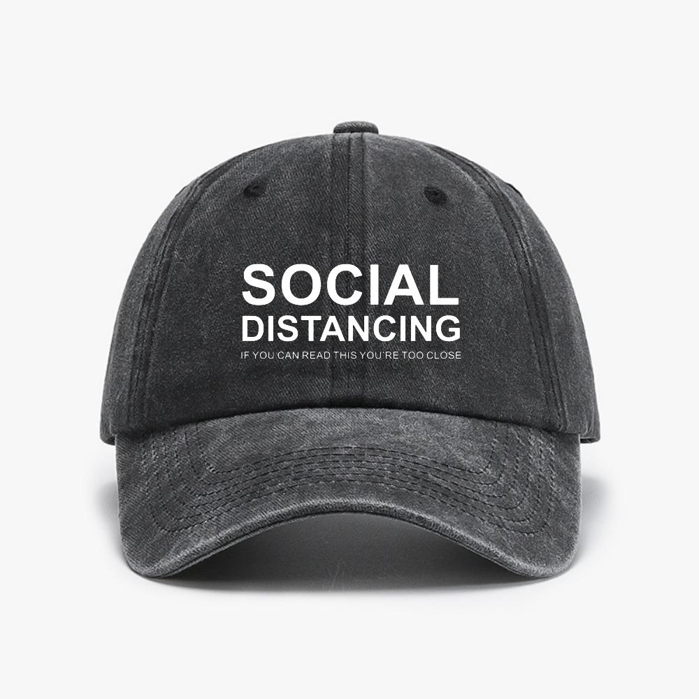 SOCIAL DISTANCING IF YOU CAN READ THIS YOURE TOO CLOSE Letter Baseball Cap Fashion Casual Adjustable Distressed Denim Hats Adjustable