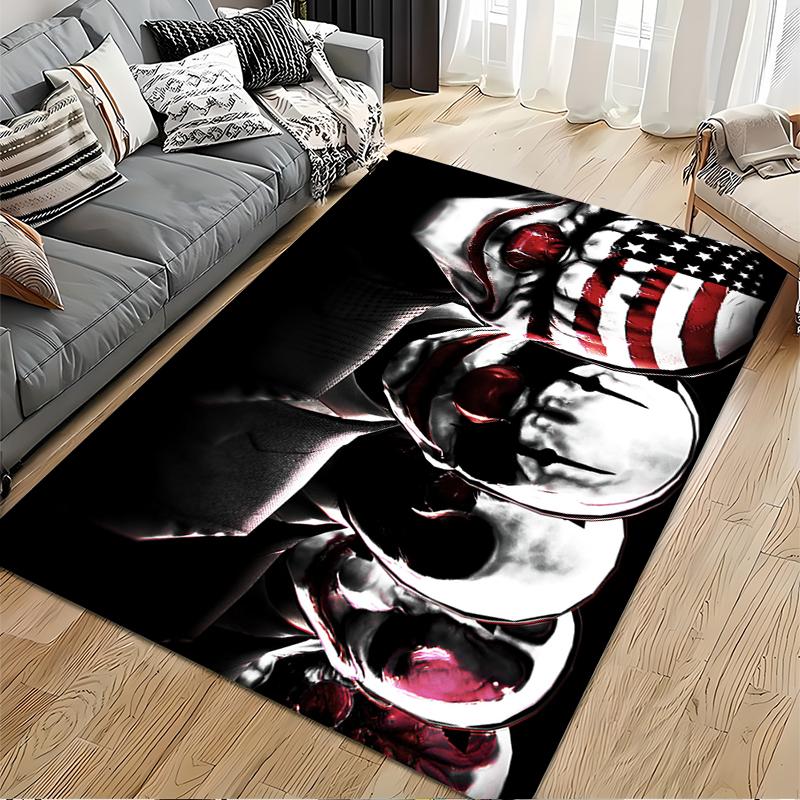 Clown Mask Pattern Rug Design. Non-slip Rug Suitable for Living Room and Bedroom Sofas."
