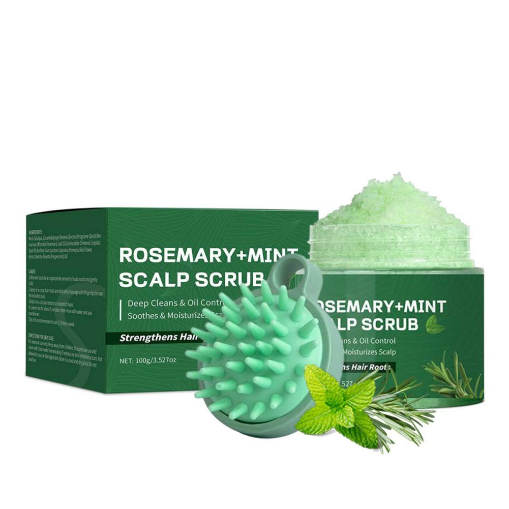 Rosmarin-Minze-Kopfhautpeeling-Shampoo mit Massagebürste