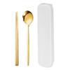 410 Stainless Steel Travel Cutlery Set: Fork, Spoon & Chopsticks In Gift Box. Perfect for Students!