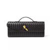 Borsa da donna calda intrecciata a mano in morbida pelle fibbia oro portatile a tracolla borsa da sera borsa a fisarmonica nuovo portafoglio orizzontale