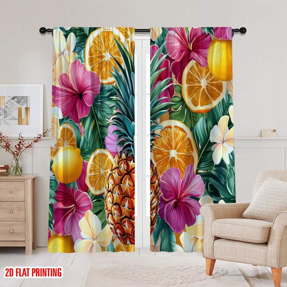 2pcs,2D plane printing Popular Curtain Panels Tropical Bliss Polyester Fabric (without rod) Decorations For Home Perfect for