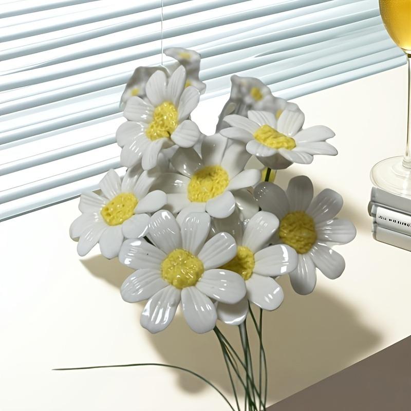 10/20/40pcs Ceramic Daisy Flowers Hand-molded and Never-fading Chinese Ceramic DIY Flowers Valentine's Day Indoor/outdoor Decor