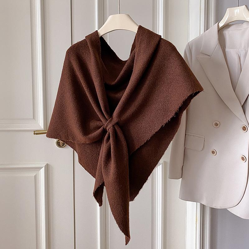  Winter Shawl For Women Warm Scarf Triangle Knit Scarves Hijab Solid Lady Wrap Female Pashmina Bandana Head Scarfs New
