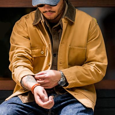 Retro Heavy Michigan Canvas Jackets Multi-pocket Khaki Lapel Thin Coats Men's Autumn Jacket Fashion Trench Coat