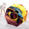 Monster Truck Themed Travel Umbrella 8 Ribs Automatic Opening and Closing, Portable Folding Design, Compact and Stylish Umbrella Suitable fo