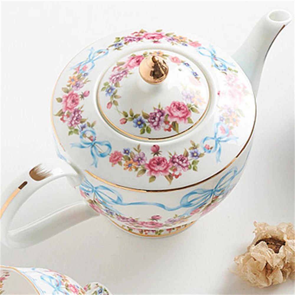 European-style Bone China Coffee Cup Afternoon Tea Cup and Saucer Kitchen Supplies Girl's Printed Cup and Saucer Set Gift