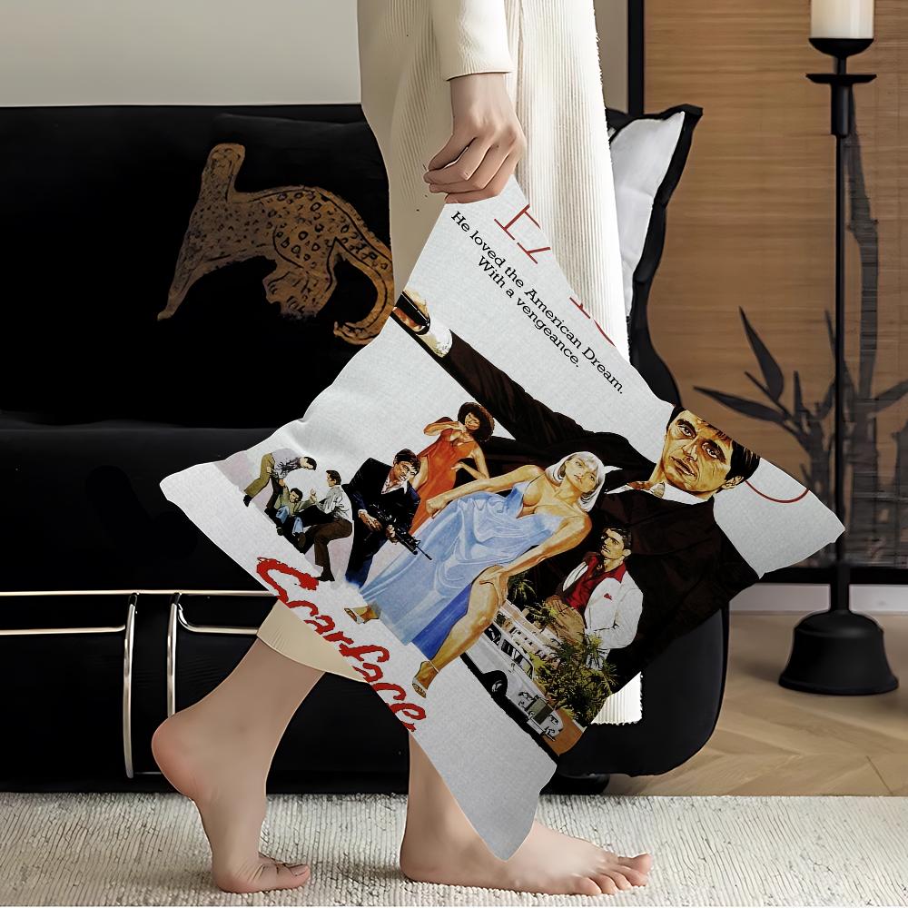 S-Scarface Movie Pillowcase Toon Gift Cushion Cover Bedroom Home Sofa Chair Seat Decor Pillow Case