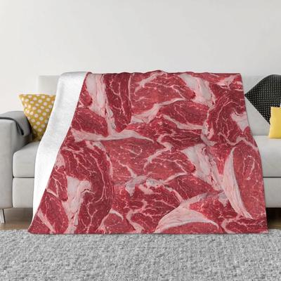 Fleischdruck Decke Flanell Textil Atmungsaktiv Leichtgewicht Decken für Zuhause Outdoor Tagesdecke Decke Flanell Textil