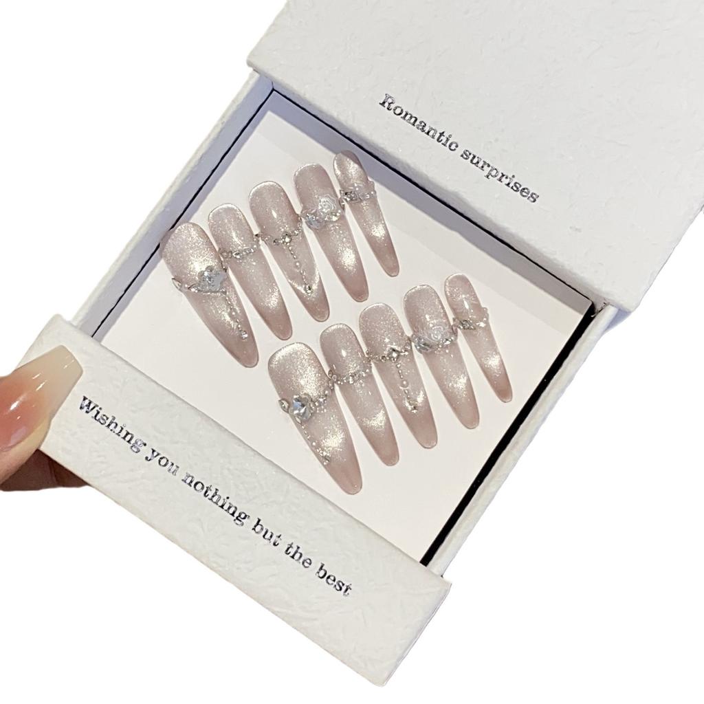 Advanced Chain Broken Diamond Cat's Eye Three-dimensional Relief Rose Flower Doomsday Dream Nail Patch