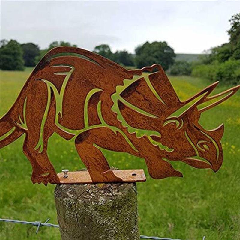 M-Modern-Metal Dinosaur Fence Post Topper,Dinosaurs