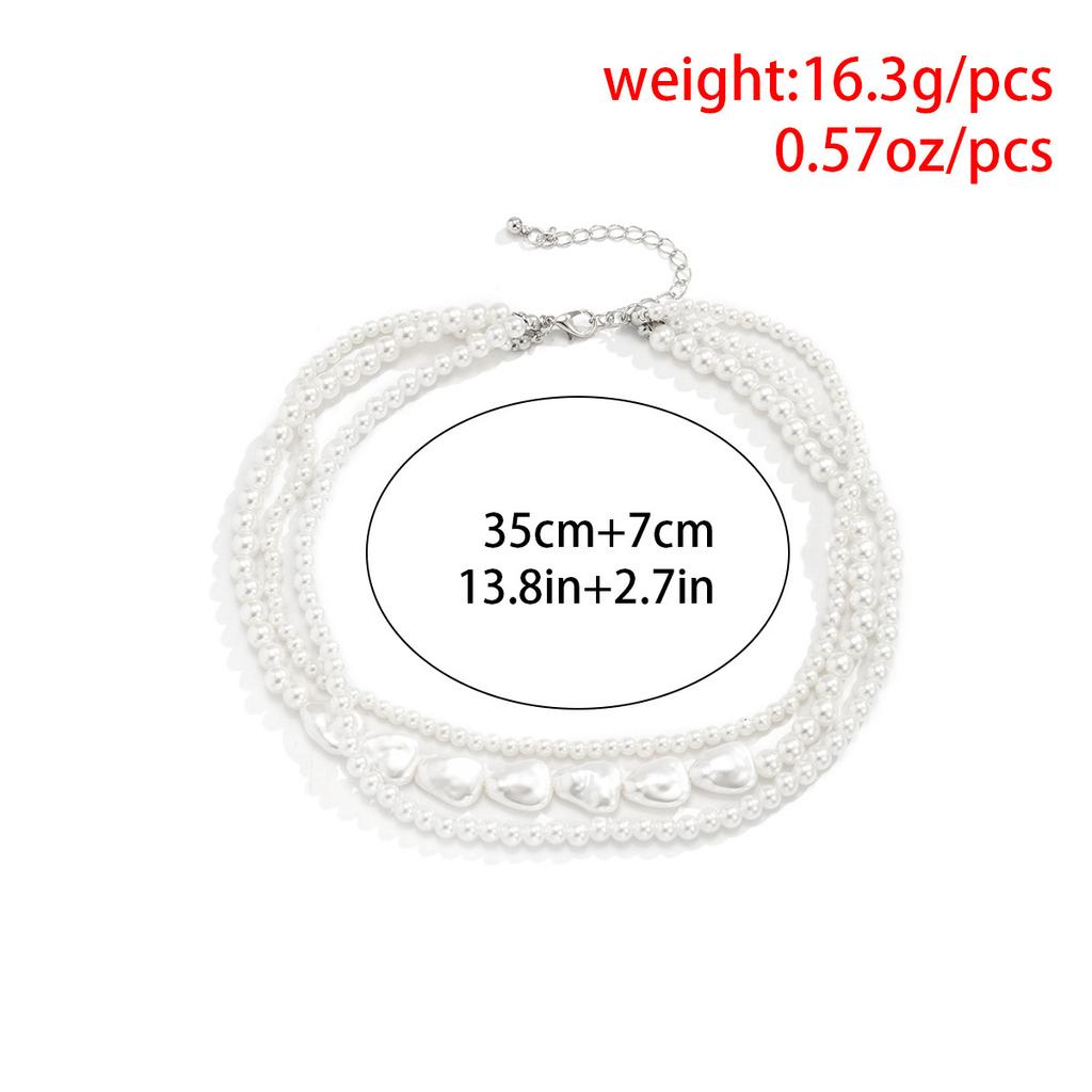 Accessories, Retro Imitation Pearls Stacked With Baroque Necklaces, Niche Round Bead Chains, Versatile Necklaces For Women