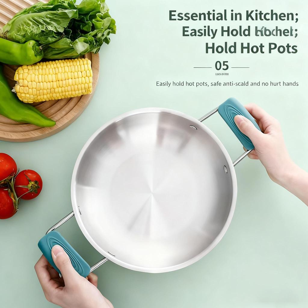 Thick Silicone Anti-Scald Clip Heat-Resistant Cast Iron Pot Handle Insulated Gloves Pot Ear Clip Pad For Kitchen Use