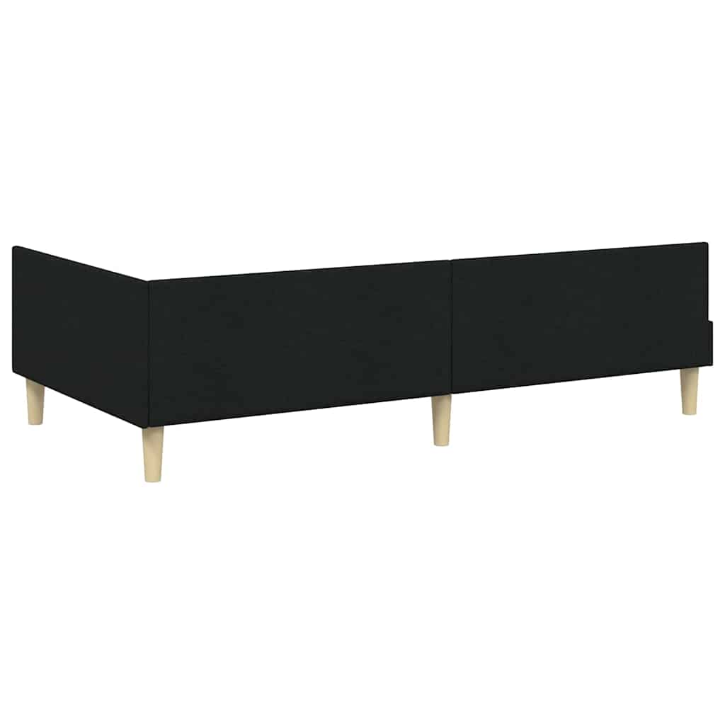 Corner Bed Frame Black 100 X 200 Cm Fabric