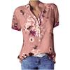 Women's Fashion Printed V-neck Short Sleeve Blouse, 10 Colors 8 Sizes Available Casual Summer Top