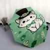 1pc cat shamrock umbrella automatic open/close, 8-Rib Durable Frame, Compact Folding Design, Ideal Birthday/Holiday Gift  1150A
