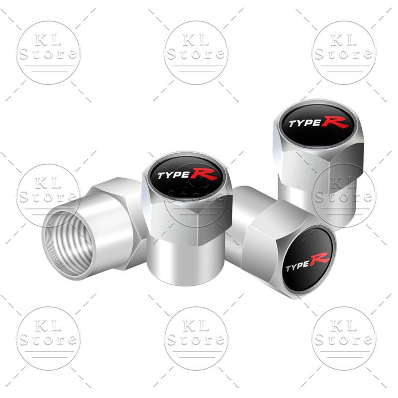 Car Decor 4Pcs Type R Typer Logo Car Wheel Tire Valve Caps Stem Caps Dust Proof Covers For Honda Odyssey Accord Civic CRV Jazz