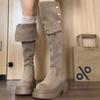 Fashion tribe two wear folded thick-soled boots children's new thick-heeled knee knight boots in autumn and winter 2025