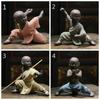 Kung Fu Ceramic Small Buddha Statue Monk Martial Art Figurine Ornament Home Gift