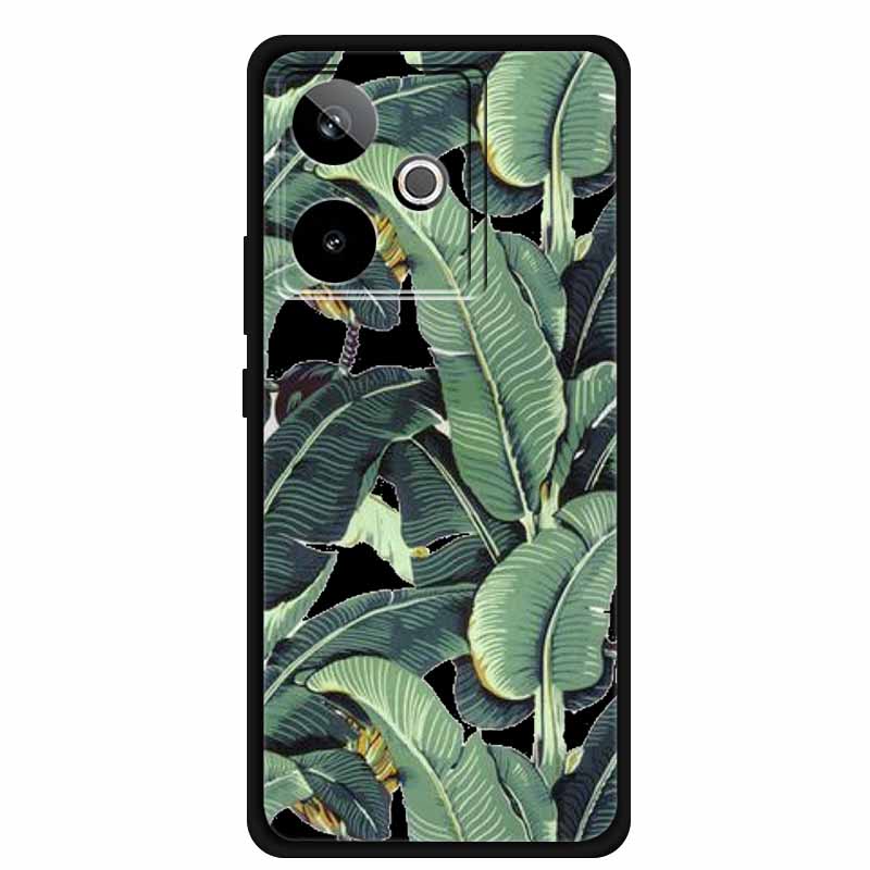 For Realme GT7 GT 7T Case Cute Floral Retro Black Silicone Soft Case Back Cover for Realme GT 7 TPU Funda For Realme GT 7T Coque