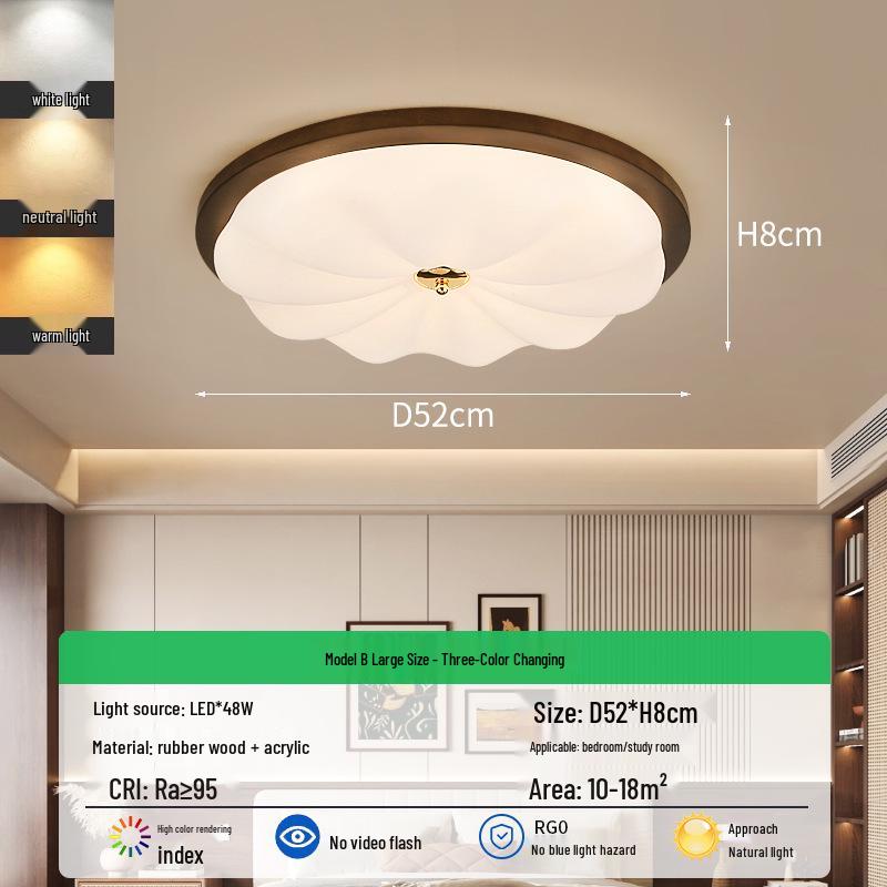 French Mid-Century Ceiling Light with American Retro and Song Dynasty Style - Eye-Friendly Lighting for Bedroom, Dining Room, or Study.