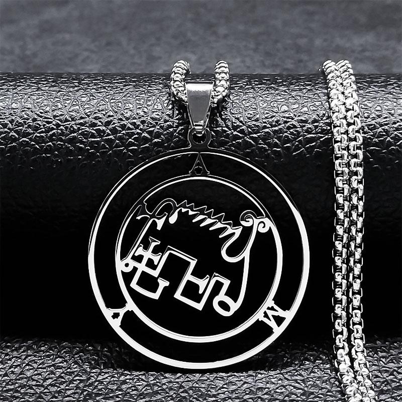 Astaroth Sigil Goetia Stainless Steel Necklace Solomon Demon Seal Satan Sigil satanique patch PIN Jewelry collier femme N7156S03