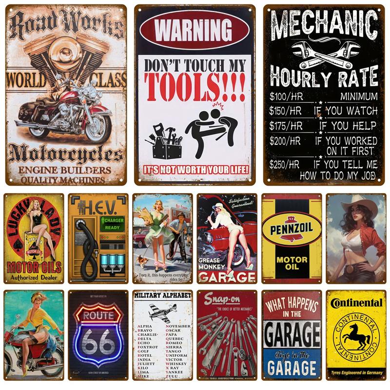 Man Cave Plaque Racing Motor Oil Metal Sign Tin Sign Cafe Club Retro Posters Gas Plate Home Wall Decor Art For Bars Garage US