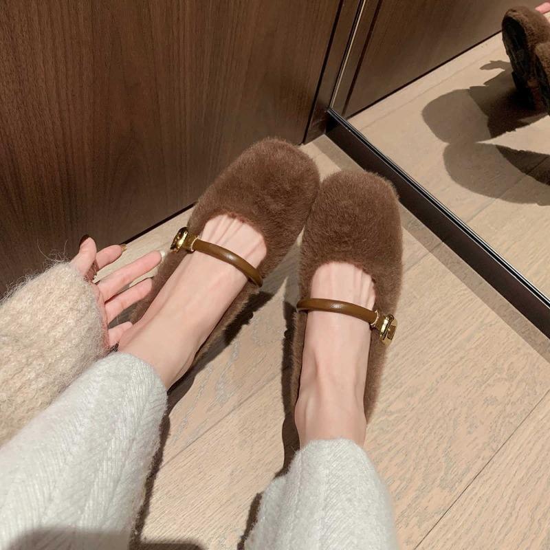 ~ Ballet Style One-word Belt Inner Height Increase Mao Mao Mary Jane Single Shoes Women's Autumn and Winter Models