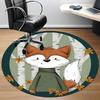 1pc Fox Autumn Office Round Area Rug, Indoor Mat Suitable For Office, Under Office Chairs Bedroom Living Room Home Decor, Room Deco