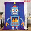 Cute Colorful Cartoon Robot Bar Chart Antenna Gradient Purple Print Soft Flannel Throw Blanket Lightweight Warm Sofa Couch Bed Home Decor Cover